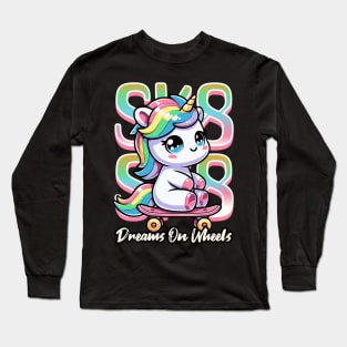 Unicorn Riding A Skateboard Long Sleeve T-Shirt